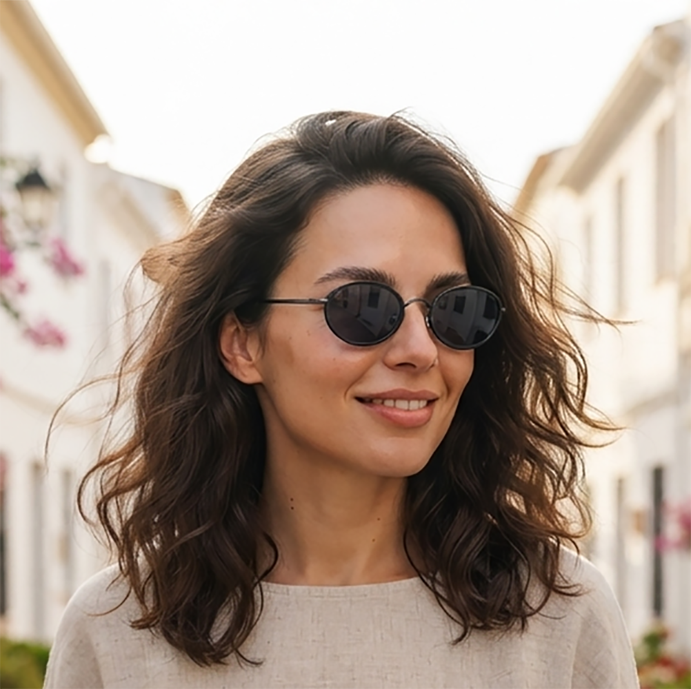 Verano Marbella — Slim Metal Oval Sunglasses