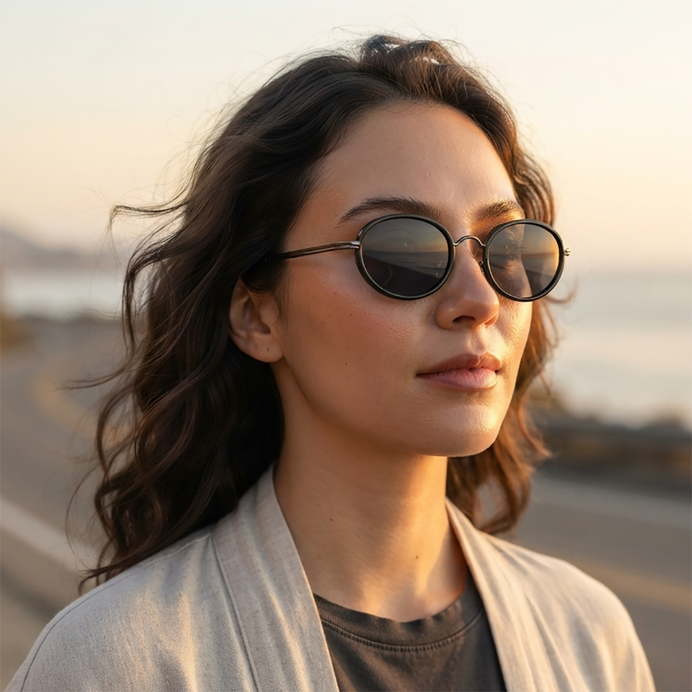 Verano Marbella — Slim Metal Oval Sunglasses